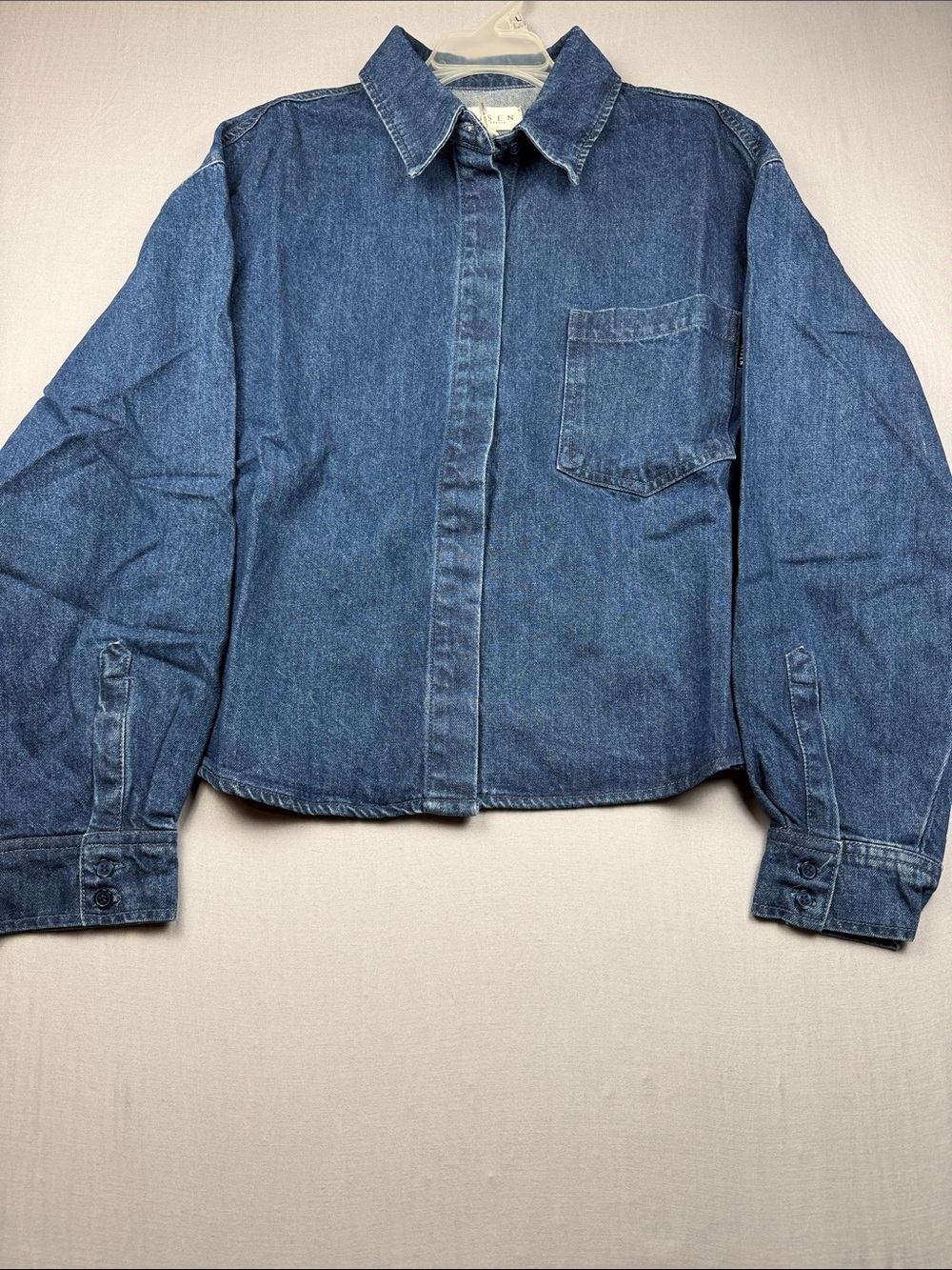 Risen Oversized Cropped Denim Shirt
